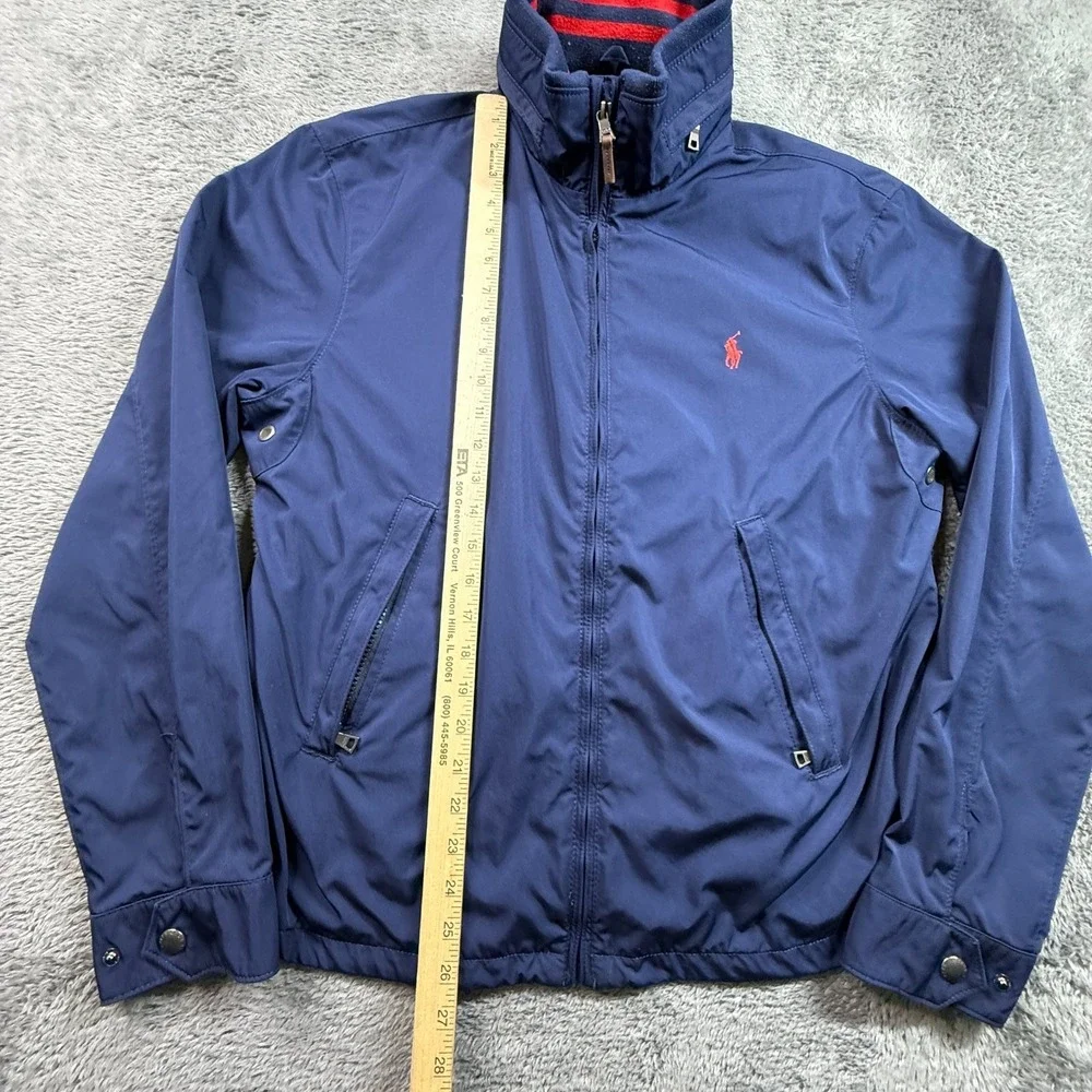 Vintage Polo Ralph Lauren Mens M Navy Blue Windbreaker Jacket Zip Up Lined